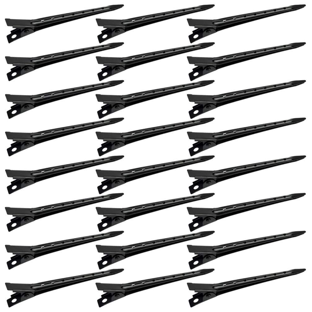 [Australia] - 24 Packs Duck Bill Clips, Bantoye 2.75 Inches Rustproof Metal Alligator Curl Clips with Holes for Hair Styling, Hair Coloring, Black 2.75 inch/ 7cm 