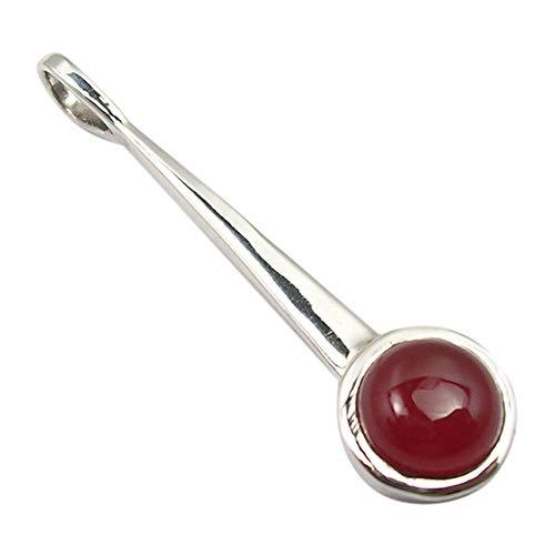 [Australia] - SilverStarJewel Sterling Silver Natural Carnelian Pendant 1.6" 2.6 Grams Wedding Fashion 