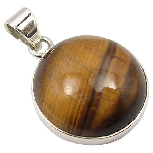 [Australia] - SilverStarJewel Tiger's Eye Pendant 1.1" Solid Sterling Silver Jewelery Gift 