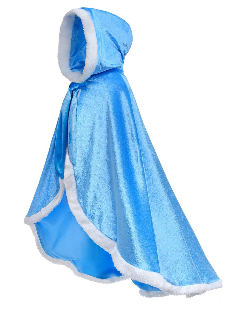 [Australia] - Party Chili Fur Princess Hooded Cape Cloaks Costume for Girls Dress Up 2-3T Blue 