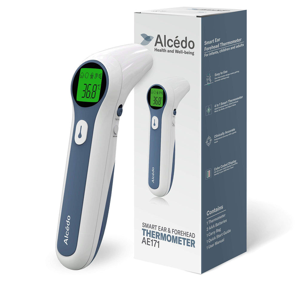 [Australia] - Alcedo Forehead and Ear Thermometer for Adults, Kids, and Baby | Digital Infrared Thermometer for Fever | Touchless, Instant Read, Medical Grade | Pouch and Batteries Included 