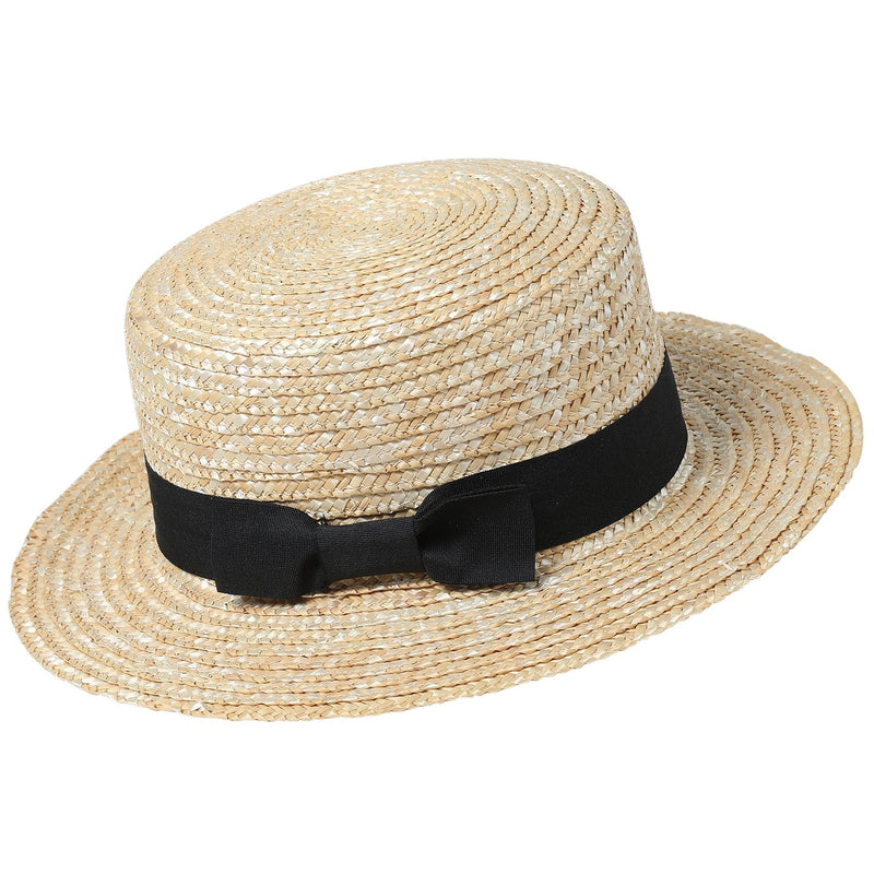 [Australia] - BABEYOND Men's 1920s Brim Boater Hat Gatsby Straw Hat 20s Costume Accessories Black Large-X-Large 
