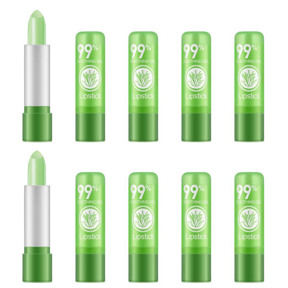 [Australia] - Ownest 10 Packs Aloe Vera Lipstick, Long Lasting Nutritious Soothing Lip Balm, Lips Moisturizing Magic Temperature Color Change Lipstick, Lip Care A 