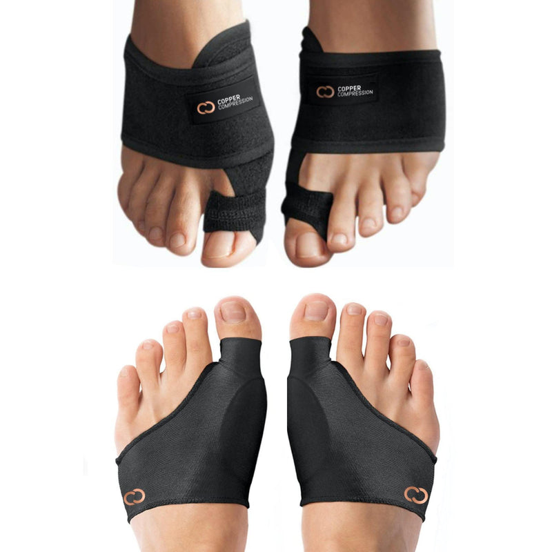[Australia] - Copper Compression Bunion Corrector And Bunion Relief Kit. 1 Pair of Bunion Cushions 1 Pair of Bunion Splint Correctors. Bunion Pads Sleeve Big Toe Splint for Women Men Relief For Bunions, Feet (Large/XL) Large/XL (2 Pair) 