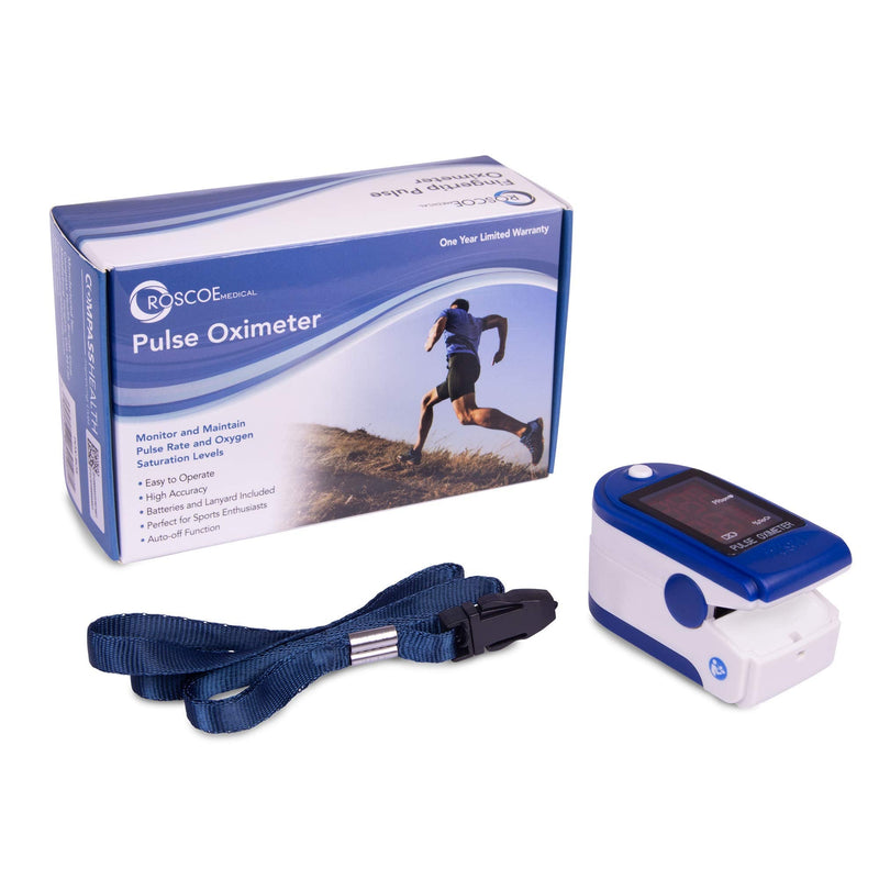 [Australia] - Roscoe Medical Finger Pulse Oximeter Oxygen Saturation Monitor - Pulse Ox Fingertip o2 Monitor for Pediatric and Adult - Sports and Aviation Use Only 