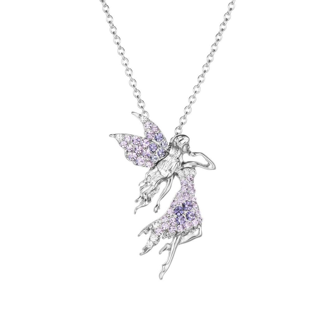[Australia] - SUMFAN Necklace for Women Girls,Fairy Pendant for Women White Gold Plated Austrian Crystal Jewelry Gift Purple 