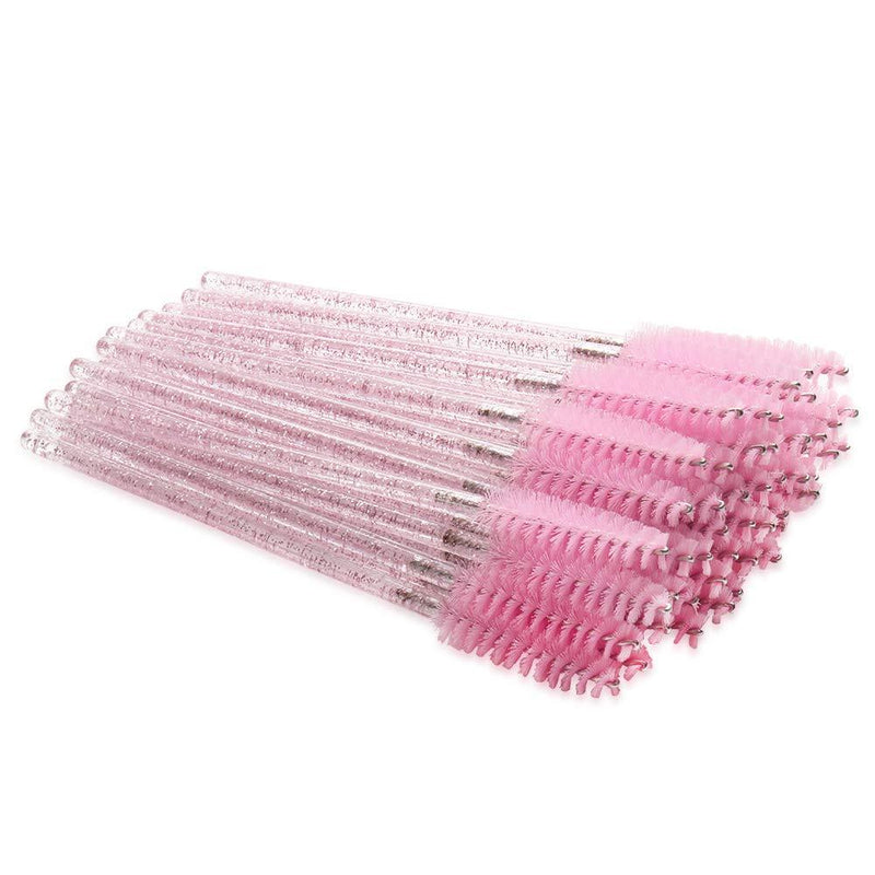 [Australia] - 300 Pack Mascara Wands Disposable Bulk Eyelash Extension Tool Lash Brushes Makeup Applicator Kit, Crystal Light Pink Handle - Pink Brush Head Crystal Light Pink-Pink 
