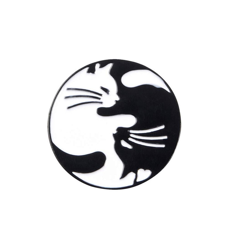 [Australia] - Black Enamel Color Magic Cat Safe Lapel Pin and Brooch Lazy Cat Lady Couples cat 
