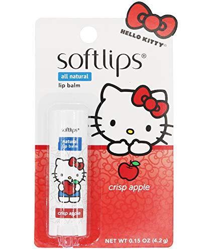 [Australia] - Softlips All Natural Hello Kitty Lip Balm, Crisp Apple with Vitamin E, Shea Butter, Coconut Oil, and BlackBerry Seed Oil, 0.15 oz 