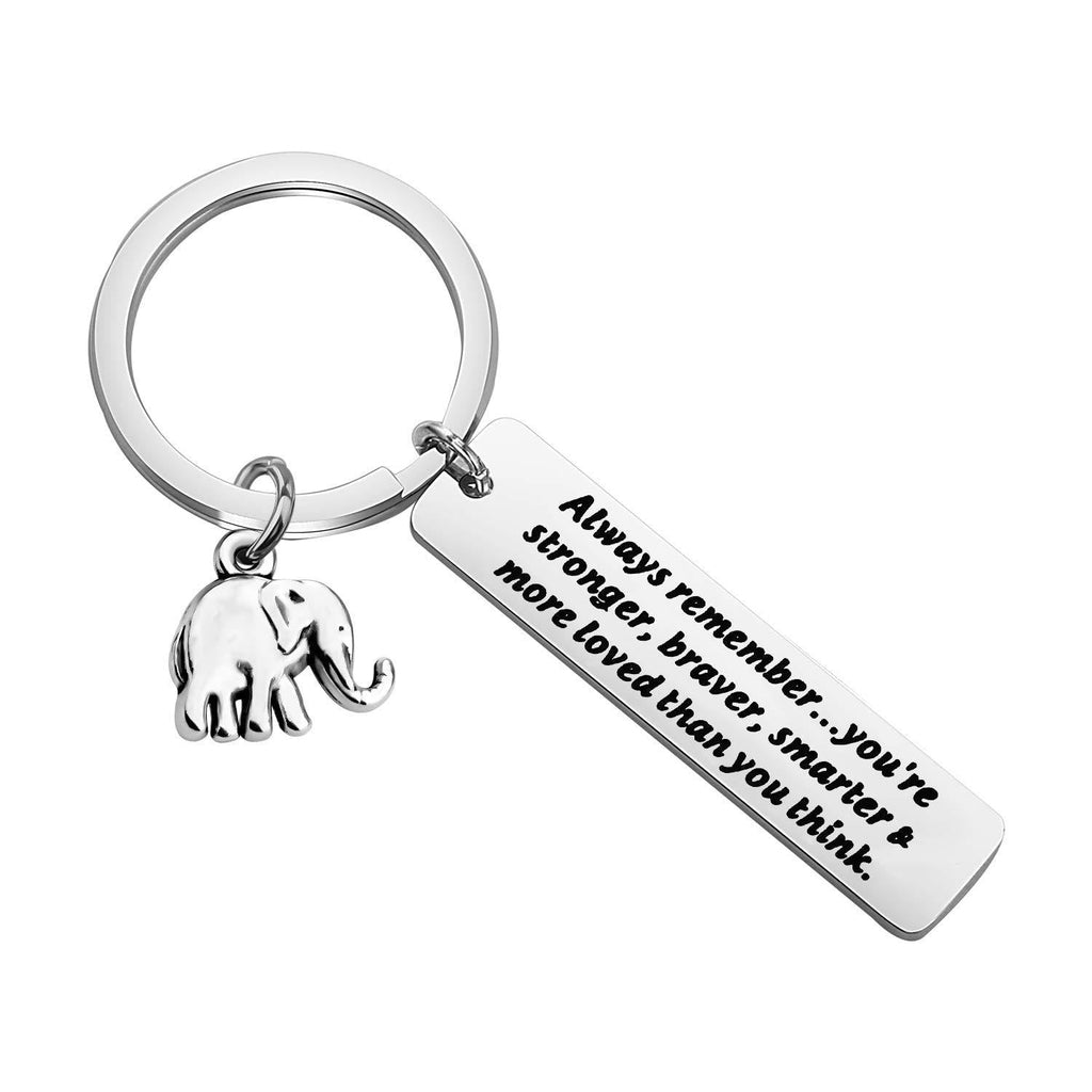 [Australia] - MAOFAED Elephant Gift Elephant Lover Gift Always Remember You are Stronger Braver Smarter & More Loved Than You Think Inspiration Gift for Friend Elephant Keychain 