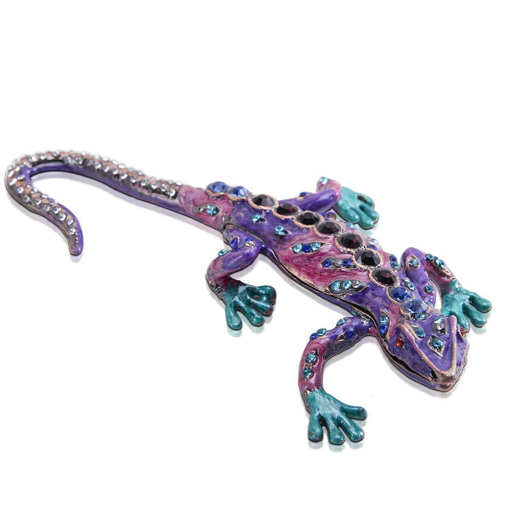 [Australia] - Purple Lizard Jewelry Trinket Boxes Hinged Animal Figurines Collectibles 