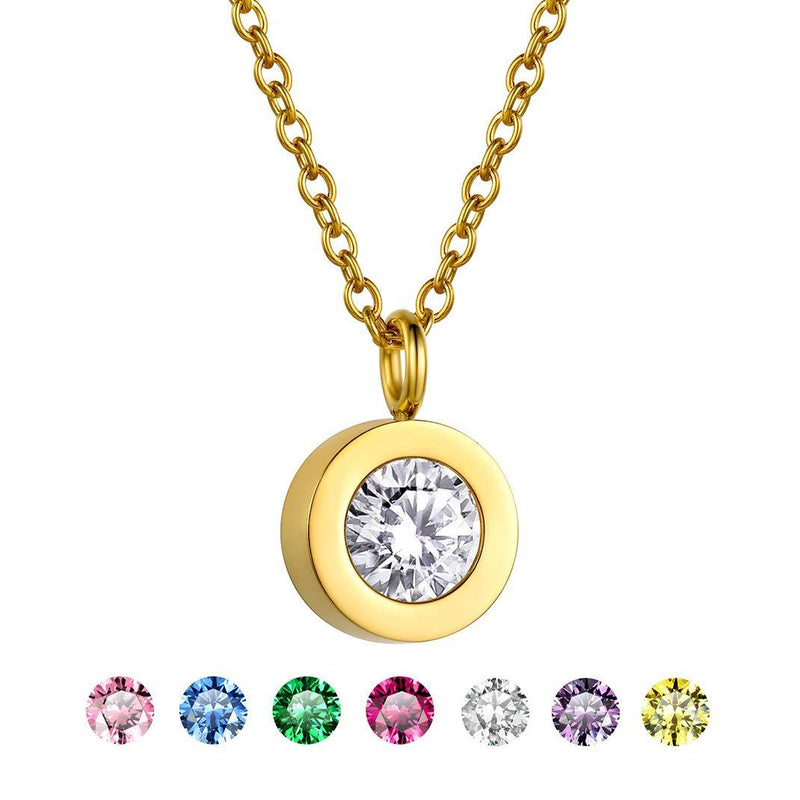 [Australia] - GoldChic Jewelry 7pcs Interchangeable Bezel-Set Necklace for Women Girl Gift Jewelry,Cubic Zirconia Necklace, Bezel Necklace with Gift Box Gold 