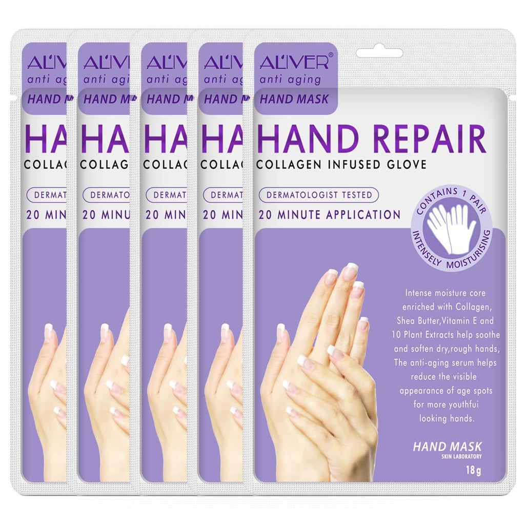 [Australia] - Hand Mask, Hand Peel Mask 5 Pack, Moisturizing Gloves, Hand Treatment Mask, Moisture Enhancing Gloves for Dry Hands, Moisturizes Rough Skin for Women or Men (Lavender Hand Mask) 