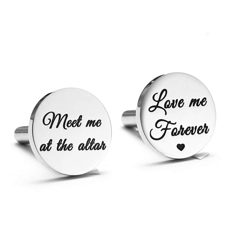 [Australia] - Melix Home Stainless Steel CuffLinks for Men Groom Meet Me at The Altar Wedding Gifts Cuff Links love you forever 