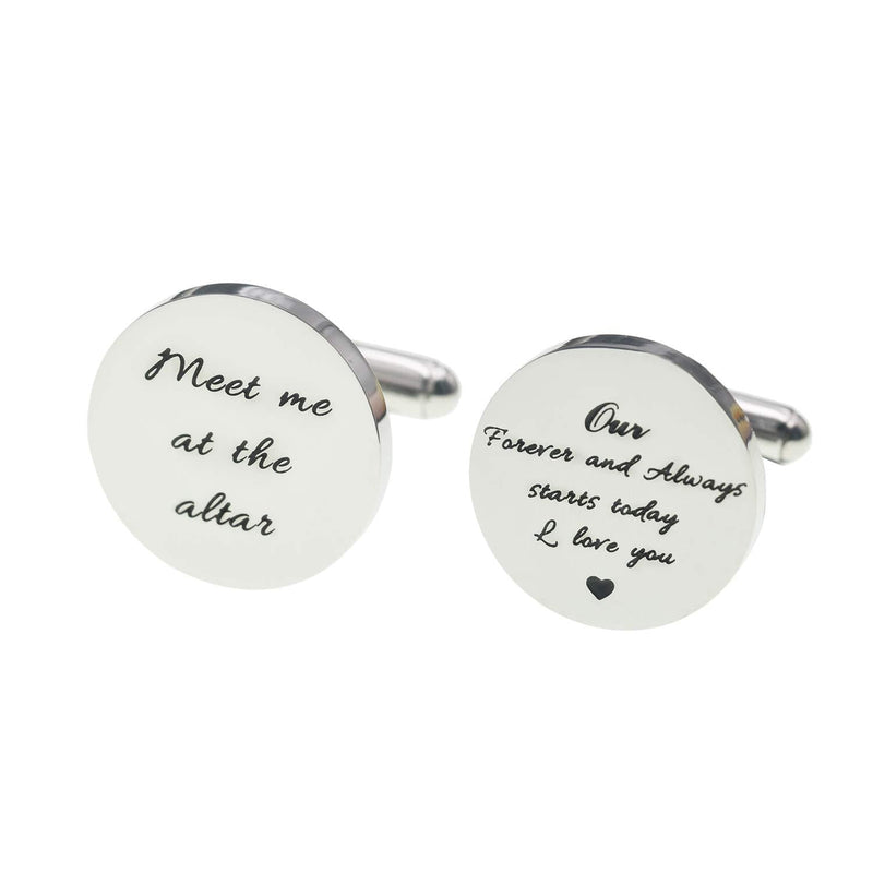 [Australia] - Melix Home Stainless Steel CuffLinks for Men Groom Meet Me at The Altar Wedding Gifts Cuff Links our forever and always stars today 