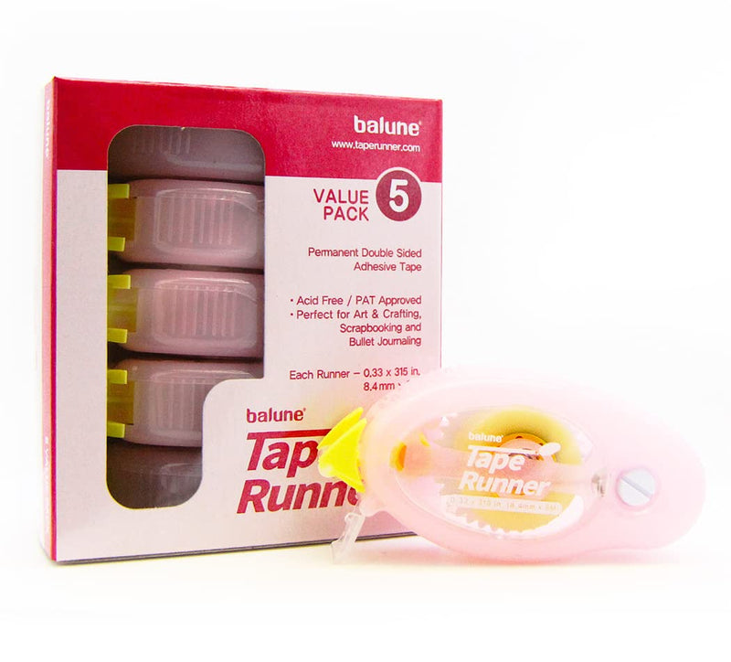 [Australia] - Premium Double Sided Adhesive Tape 5 Set in Colorful, Durable Applicator. Acid Free, PAT Approved. Tape Runner 5/16 inch x 315 inches. Total 1,575 inches. Perfect for Scrapbooking & Bullet Journal 