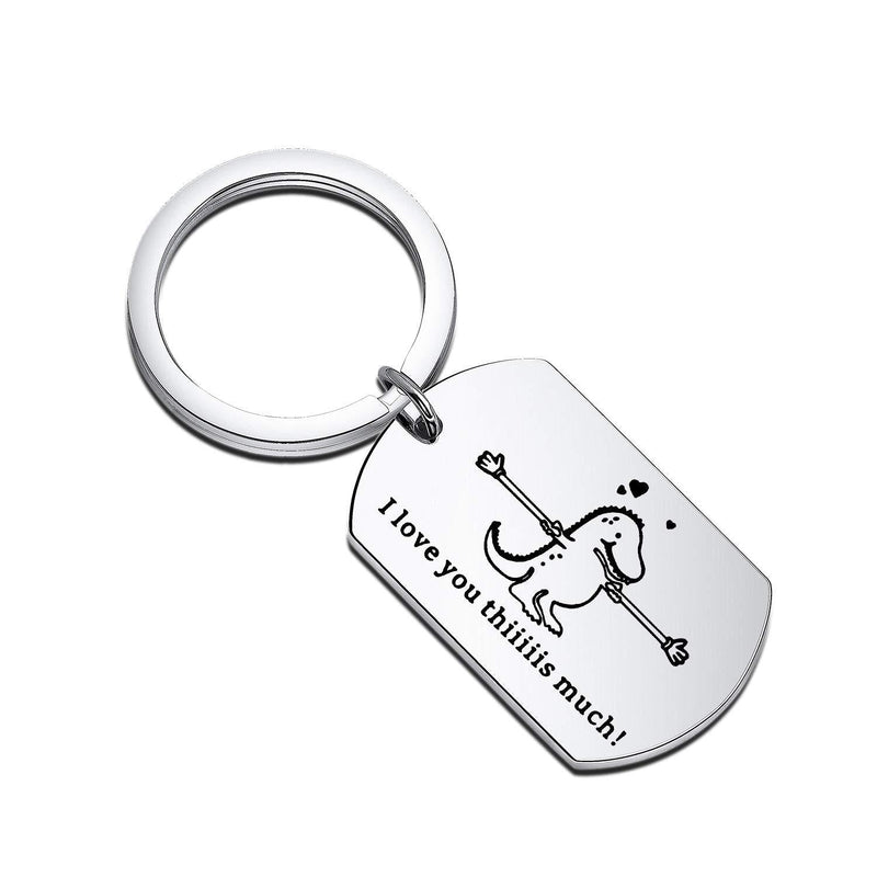 [Australia] - Gzrlyf T-rex Keychain I Love You Thiiiiis Much Funny Dinosaur Gifts for Couples Parents Dinosaur Lover 