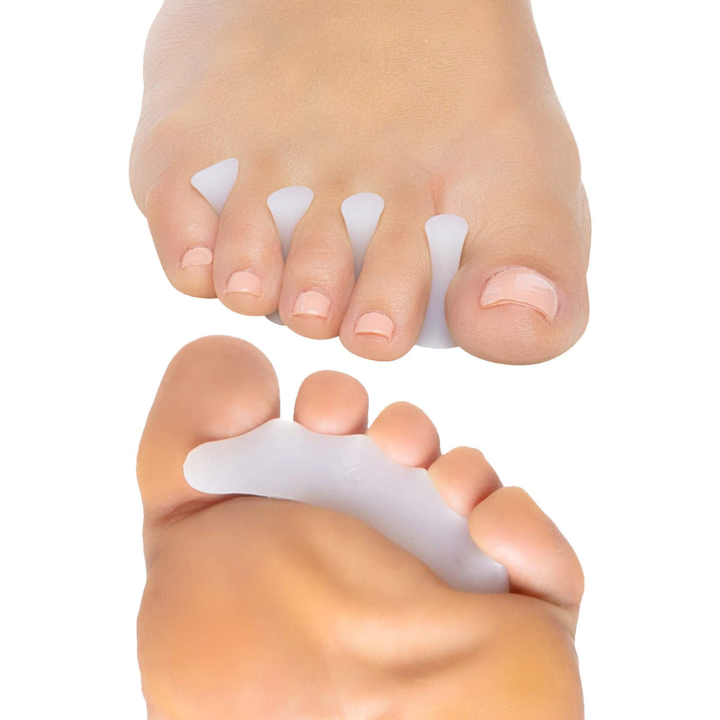 [Australia] - ZenToes Hammer Toe Straightener Crest with No Loop 4 Count Gel Spacer Splint and Crutch for Hammertoes, Overlapping and Mallet Toes (White) White 