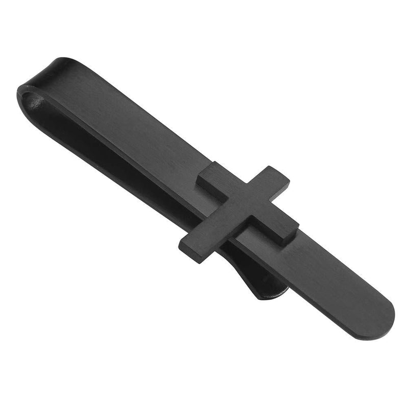 [Australia] - HAWSON 2" Cross Tie Bar Clip in Stainless Steel for Men's Skinny Necktie black 