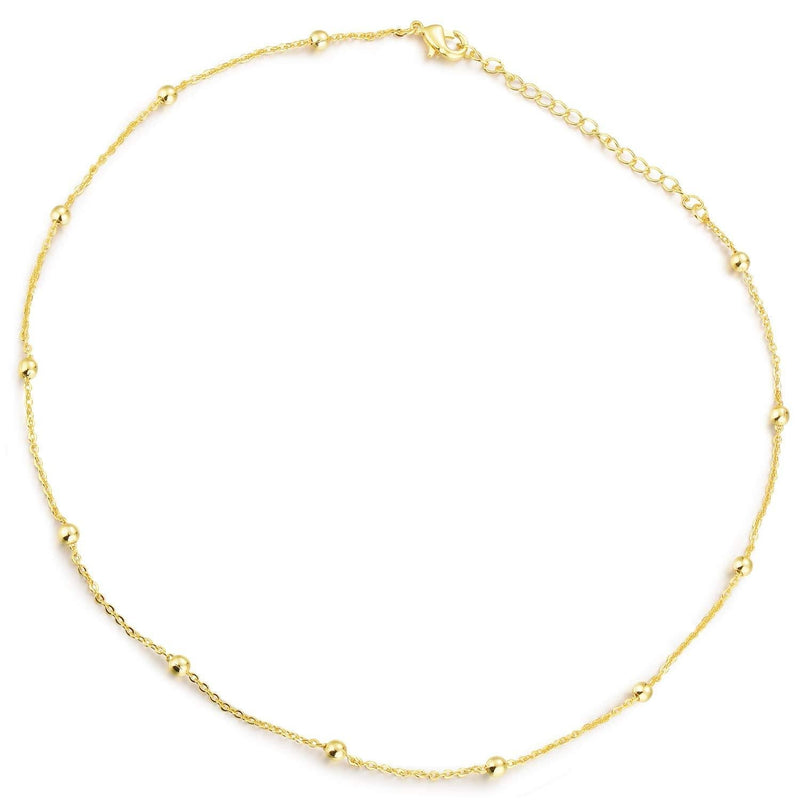 [Australia] - DELLA MODA Satellite Chain Choker Dainty Gold Necklace | 18k Gold Plated Hypoallergenic Brass 