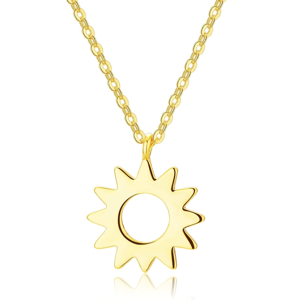 [Australia] - DELLA MODA Gold Sun Pendant Necklace | 16 Inch | 18k Gold Plated Hypoallergenic Brass 