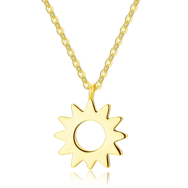 [Australia] - DELLA MODA Gold Sun Pendant Necklace | 16 Inch | 18k Gold Plated Hypoallergenic Brass 