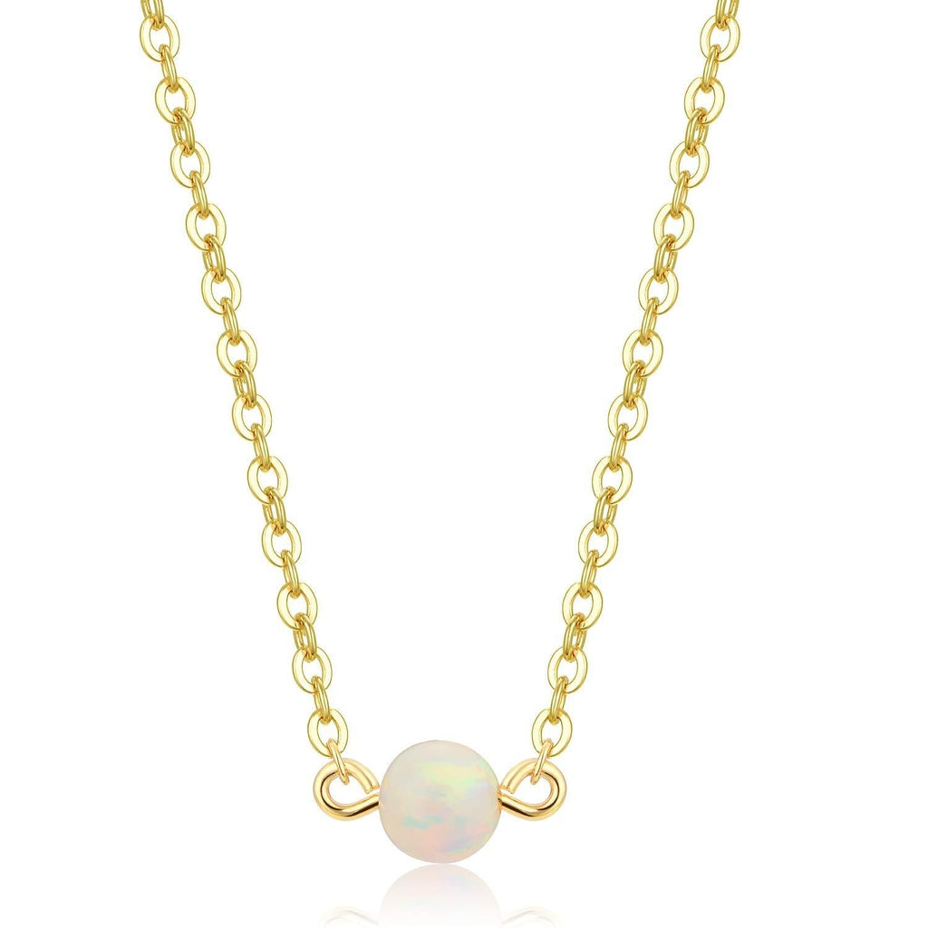 [Australia] - DELLA MODA Single Opal Ball Simple Gold Necklace | 18k Gold Plated Hypoallergenic Brass 