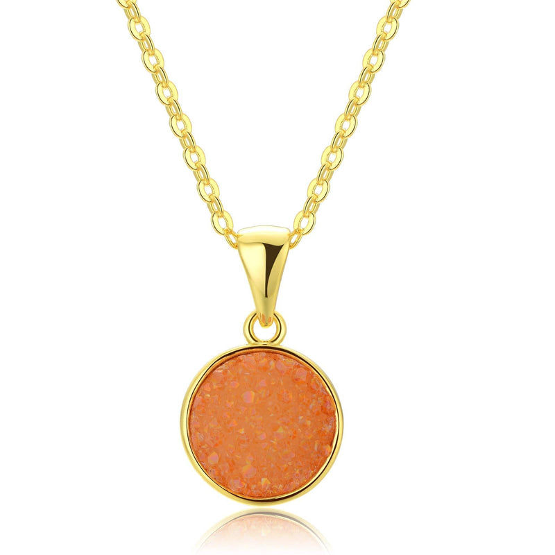 [Australia] - DELLA MODA Round Agate Natural Druzy Pendant Necklace Wedding Party Birthday Jewelry 