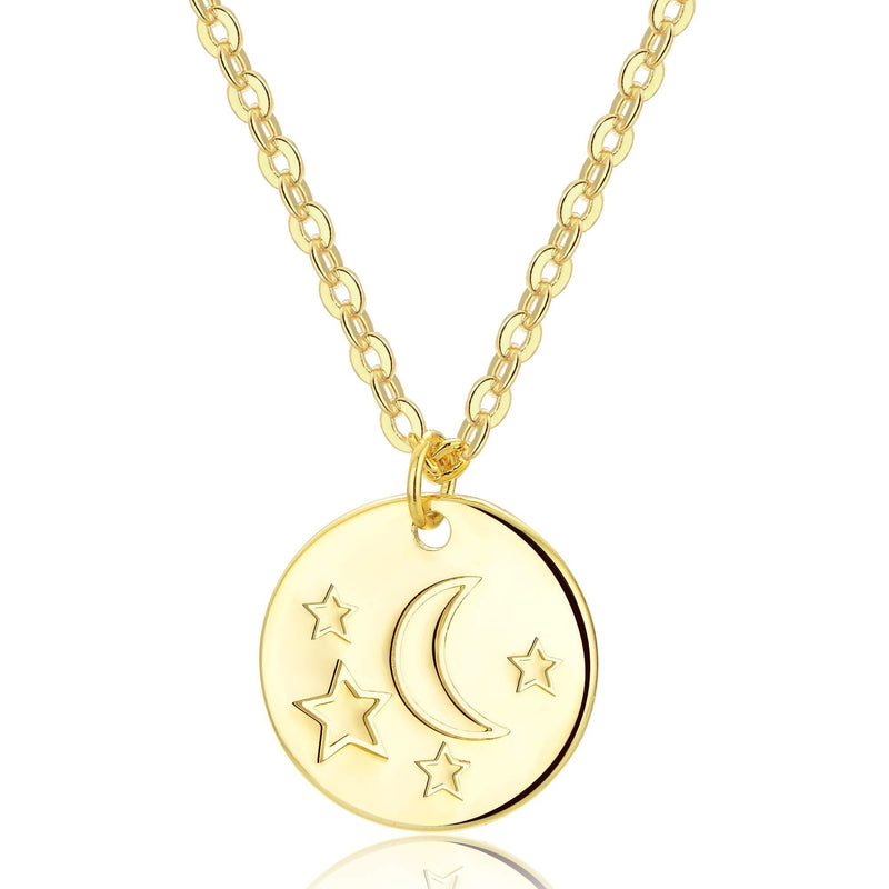 [Australia] - DELLA MODA Celestial Star and Moon Coin Medallion Necklace | 18k Gold Plated Hypoallergenic Brass 