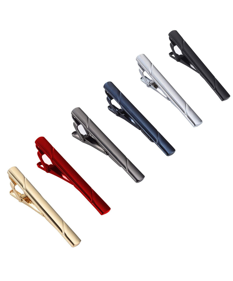 [Australia] - Tornito 6Pcs Tie Clips Set for Men Tie Bar Clip Set for Regular Skinny Ties Necktie Wedding Business Clips for Men A:6 Pcs(2.3*0.2 inch) 