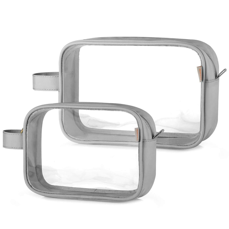 [Australia] - GAGAKU Clear Toiletry Bag Transparent Makeup Bags Set Waterproof Wash Bag 2pcs - Grey 