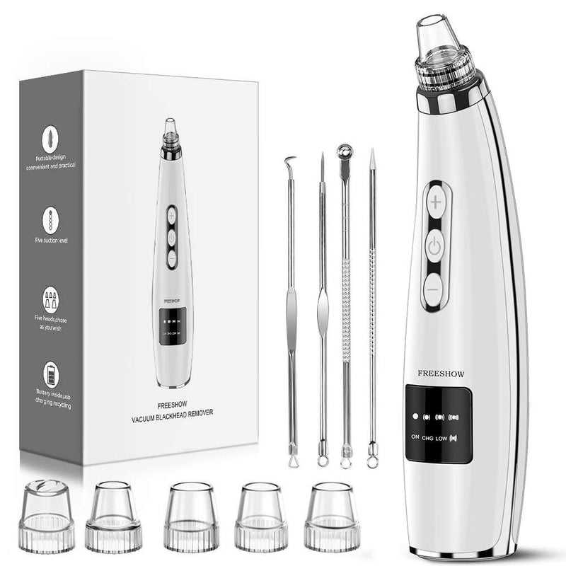[Australia] - 2021 Newest Blackhead Remover Vacuum Pore Cleaner, Electric Acne Comedone Whitehead Extractor with 5 Suction Power & 5 Probes, USB Rechargeable, Blackhead Pore Vacuum for Women & Men Black 