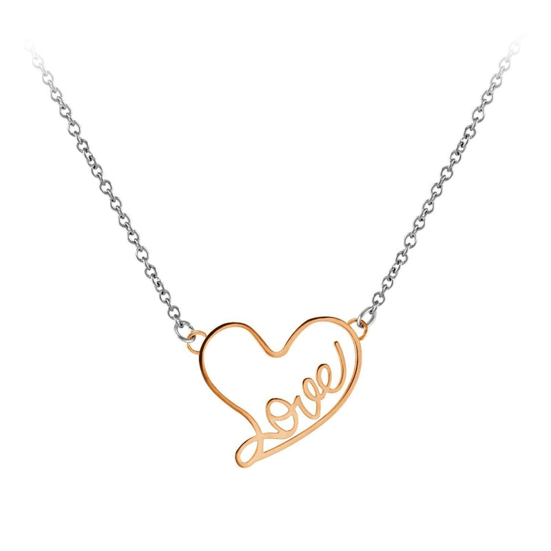 [Australia] - 555Jewelry Stainless Steel Love Script Heart Necklace Pendant for Women & Girls Rose Gold 