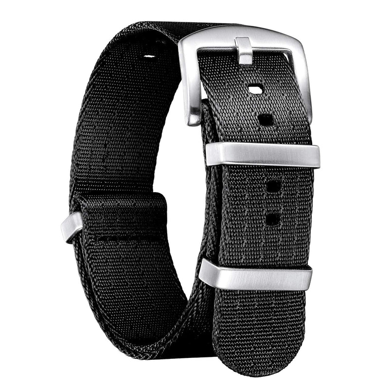 [Australia] - BINLUN Nylon Watch Band Multicolor Replacement Watch Straps for Men Women 18mm Black 