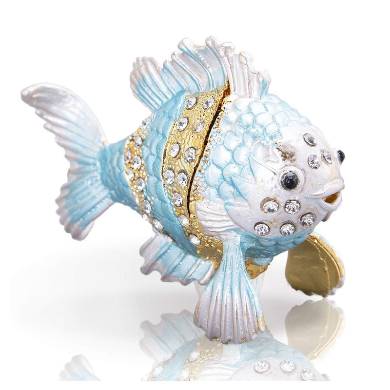 [Australia] - YU FENG Crystals Bejewelled Cute Goldfish Jewelry Trinket Box Hinged Collectible Animal Figurines Tiny Storage Box for Jewel,Treasures 