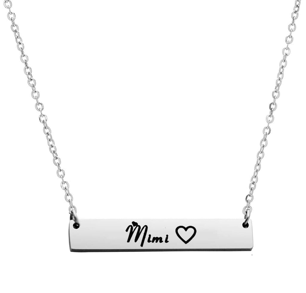 [Australia] - Ankiyabe Grandma Gift Necklace Gigi Mimi Bar Engraved Pendant Necklace Birthday Gifts for Grandma from Grandkid Mimi--Silver 
