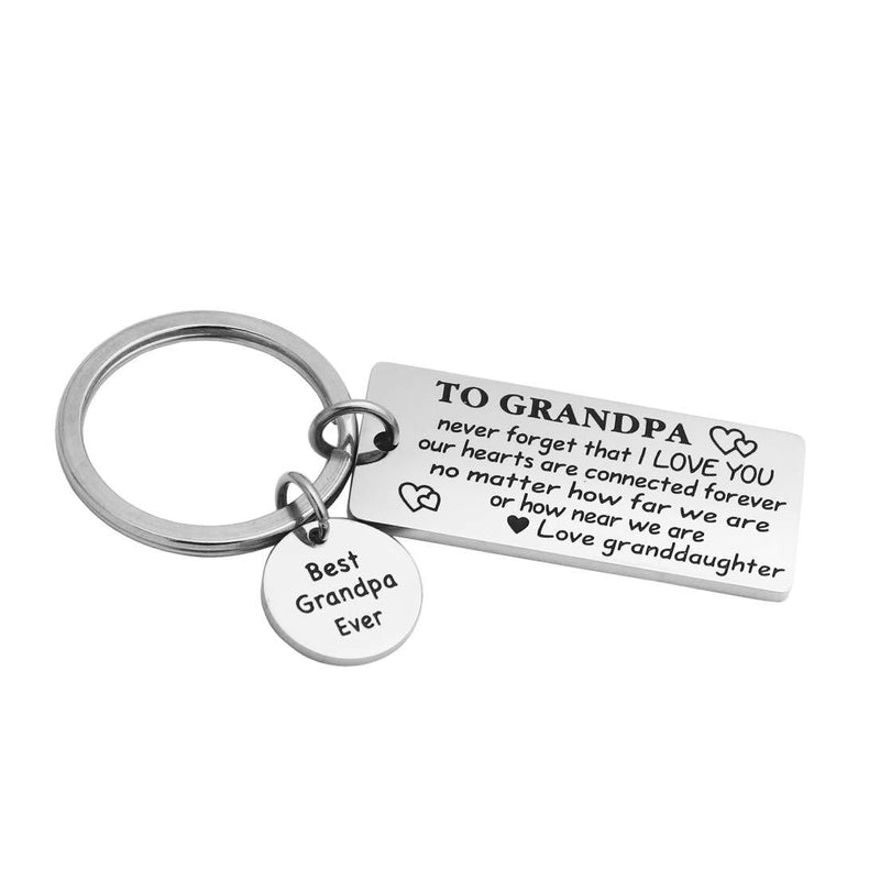 [Australia] - Ankiyabe Grandpa Gift from Granddaughter The Love Between a Grandfather and Granddaughter is Forever Keychain with Best Grandpa Ever Charm To Grandpa Never Forget That I Love You 