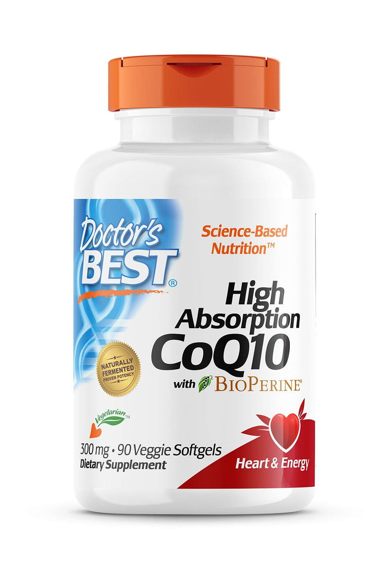 [Australia] - Doctor's Best High Absorption CoQ10 with BioPerine, Vegetarian, Gluten Free, Naturally Fermented, Heart Health & Energy Production, 300 mg 90 Veggie Softgels 
