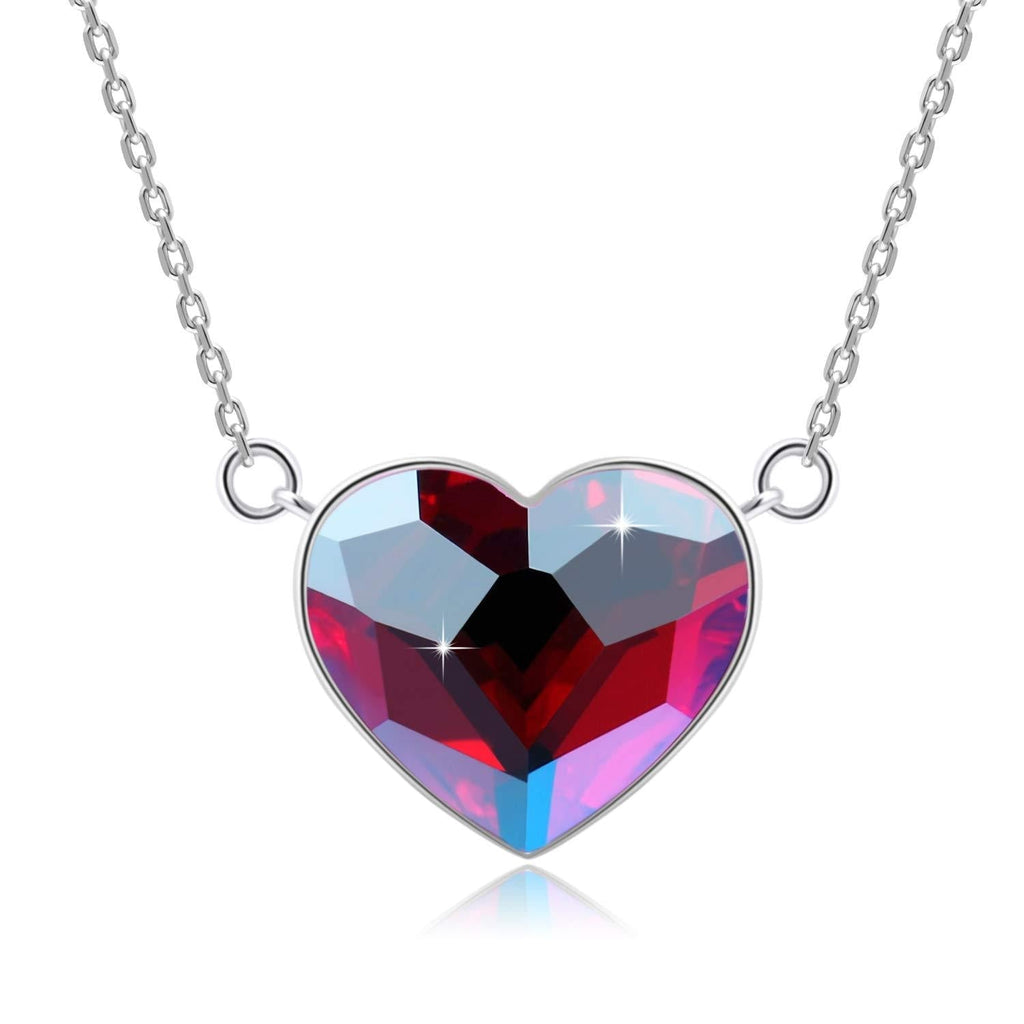 [Australia] - PLATO H Heart Pendant Necklace with Crystals from Swarovski for Women Girl Dainty Jewelry Gift Anniversary Wife Birthday Lover Sweetheart Valentines Day Mothers Red 