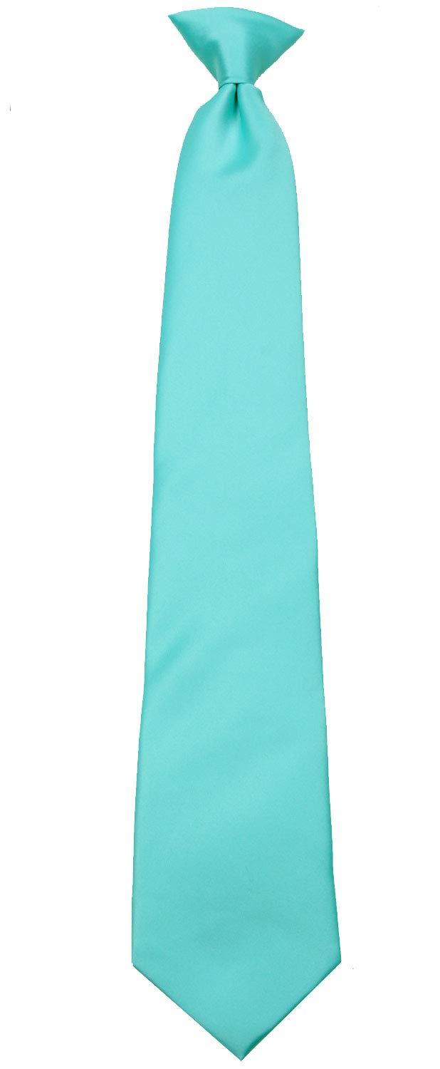 [Australia] - Mens Solid Color Clip On Easy to Remove Clip Necktie Ties Aqua Blue 