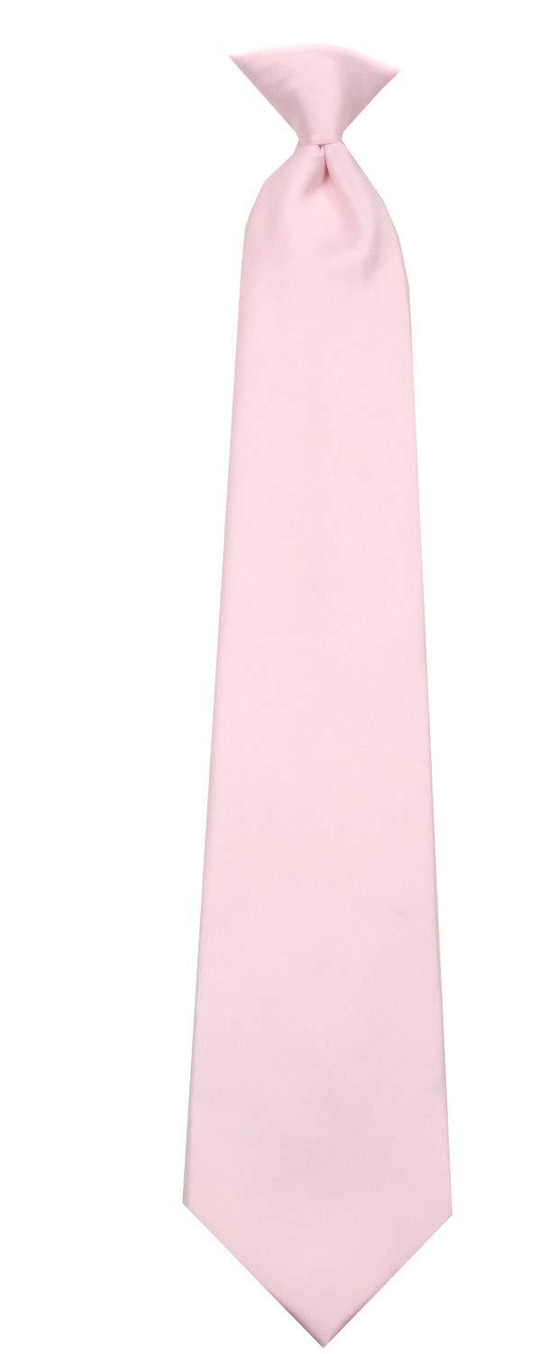 [Australia] - Mens Solid Color Clip On Easy to Remove Clip Necktie Ties Pink 