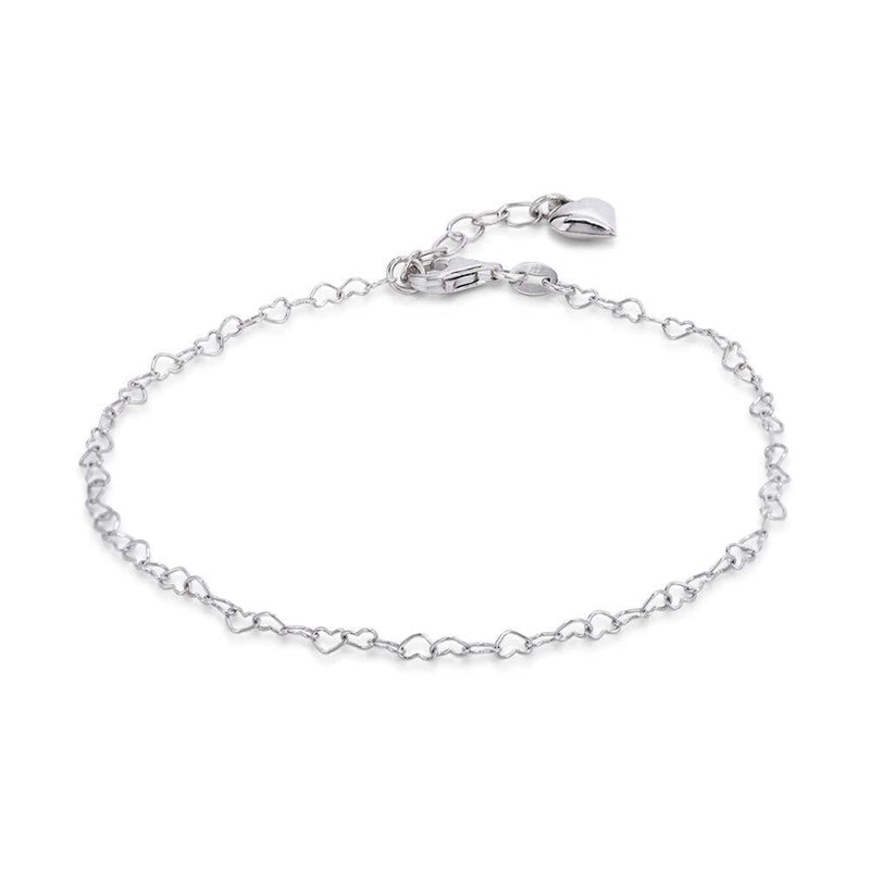 [Australia] - Vanbelle Rhodium Plated 925 Sterling Silver Anklet with Dangling Heart Charm for Women and Girls 