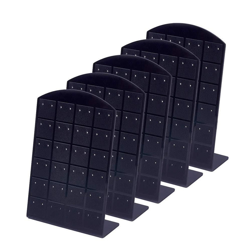 [Australia] - PH PandaHall 5 Packs 48 Holes Black Earring Holder Organizer Earring Stand Display L-Shape Earrings Ear Studs Jewelry Show Plastic Display Showcase 