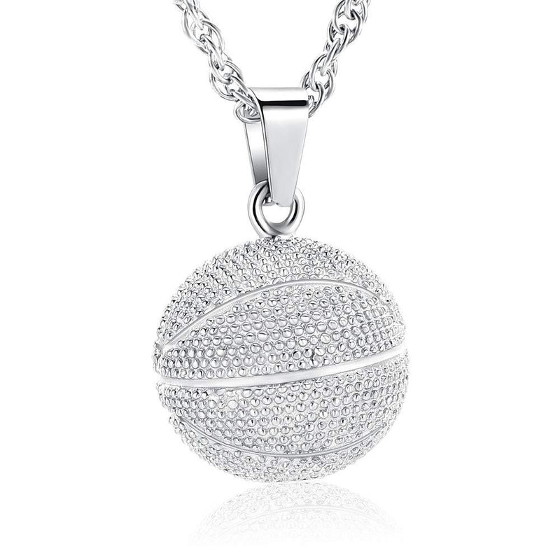 [Australia] - Basketball Cremation Jewelry Urn Necklaces for Ashes for Women Men,Cremation Urn Keepsake Memorial Pendant Jewelry for Human Pet 1-Silver 