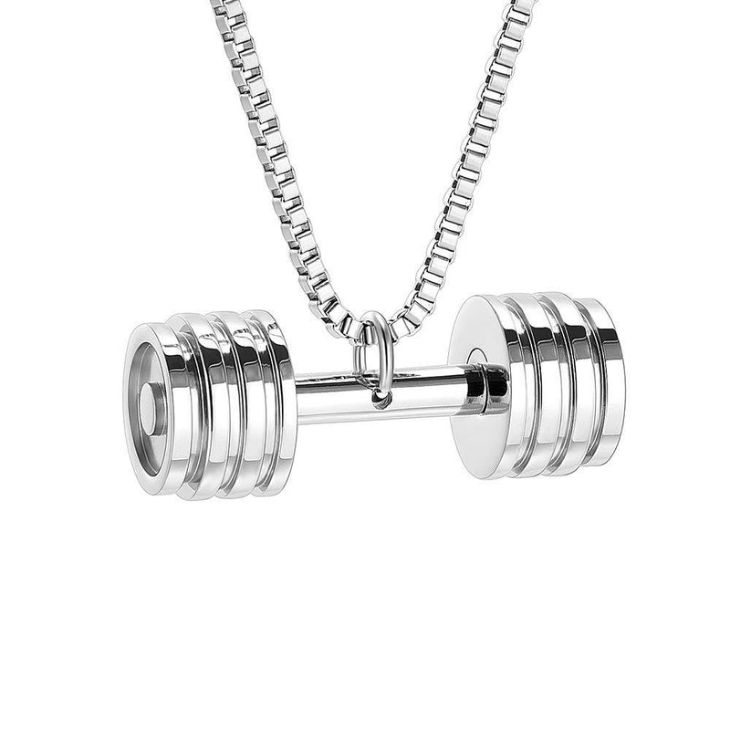 [Australia] - XSMZB Dumbbell Cremation Jewelry for Ashes Pendant Locket Stainless Steel Keepsake Ash Jewelry Memorial Urn Necklaces for Ashes Silver 