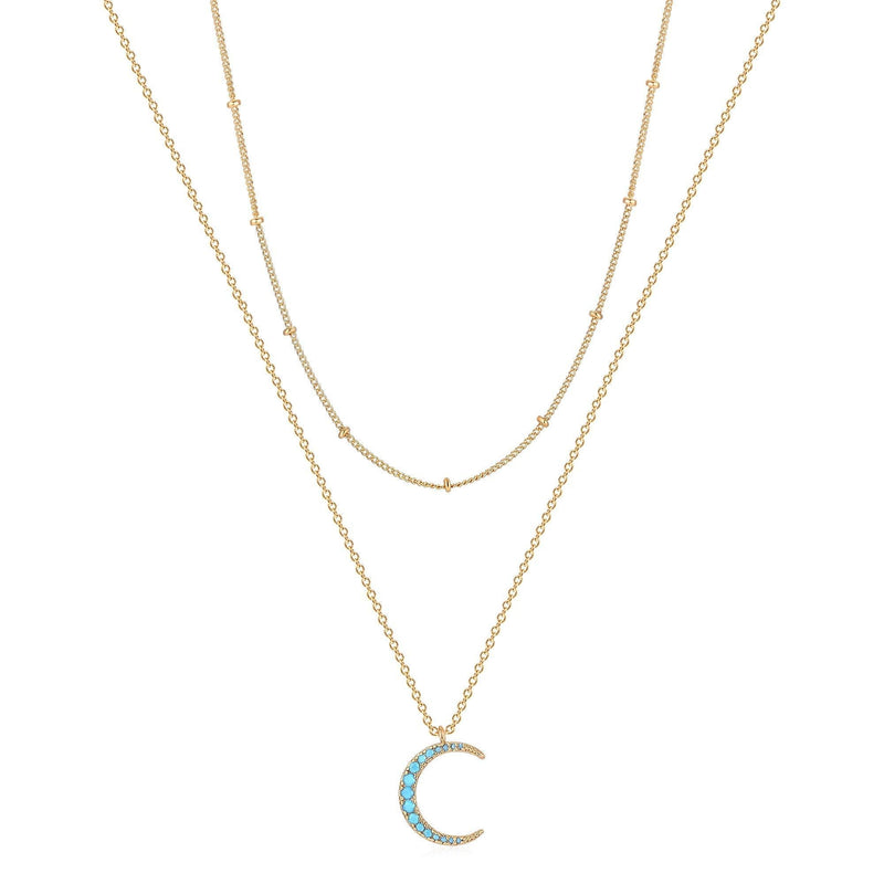 [Australia] - Mevecco Layered Heart Necklace Pendant Handmade 18k Gold Plated Dainty Gold Choker Arrow Bar Layering Long Necklace for Women… layered turquoise crescent 