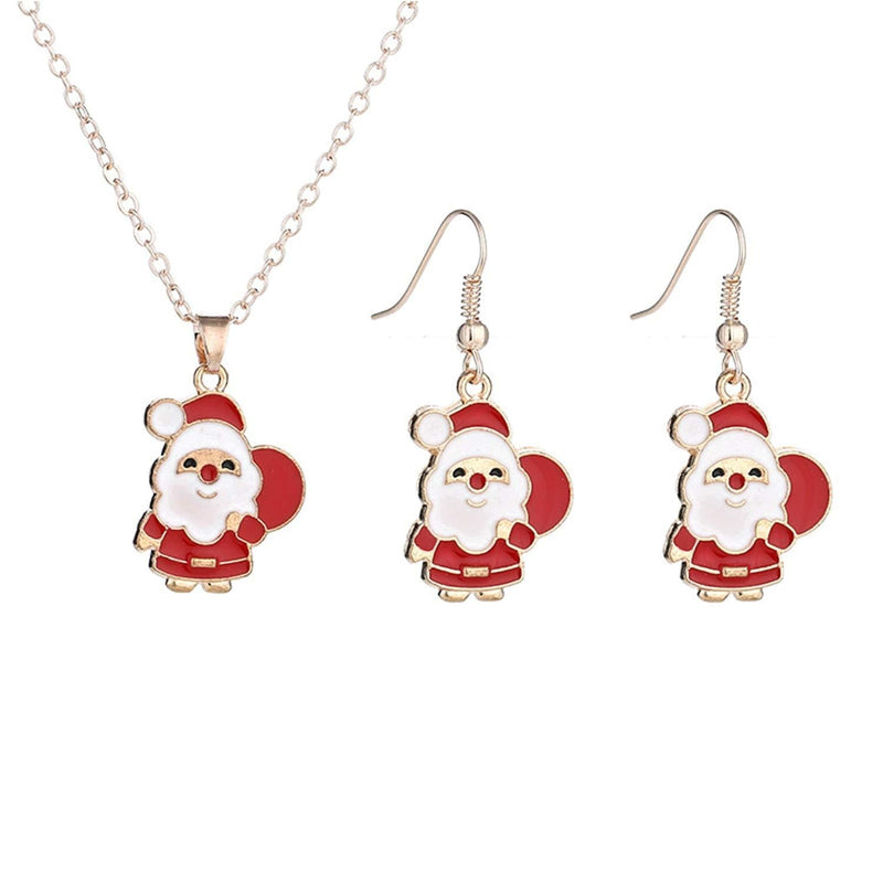 [Australia] - Osemind Christmas Jewelry Sets for Women Elk Necklace Earrings Christmas Tree Snowman Necklace and Earrings Set Deer Santa Claus Earrings Necklace Set B:Claus 