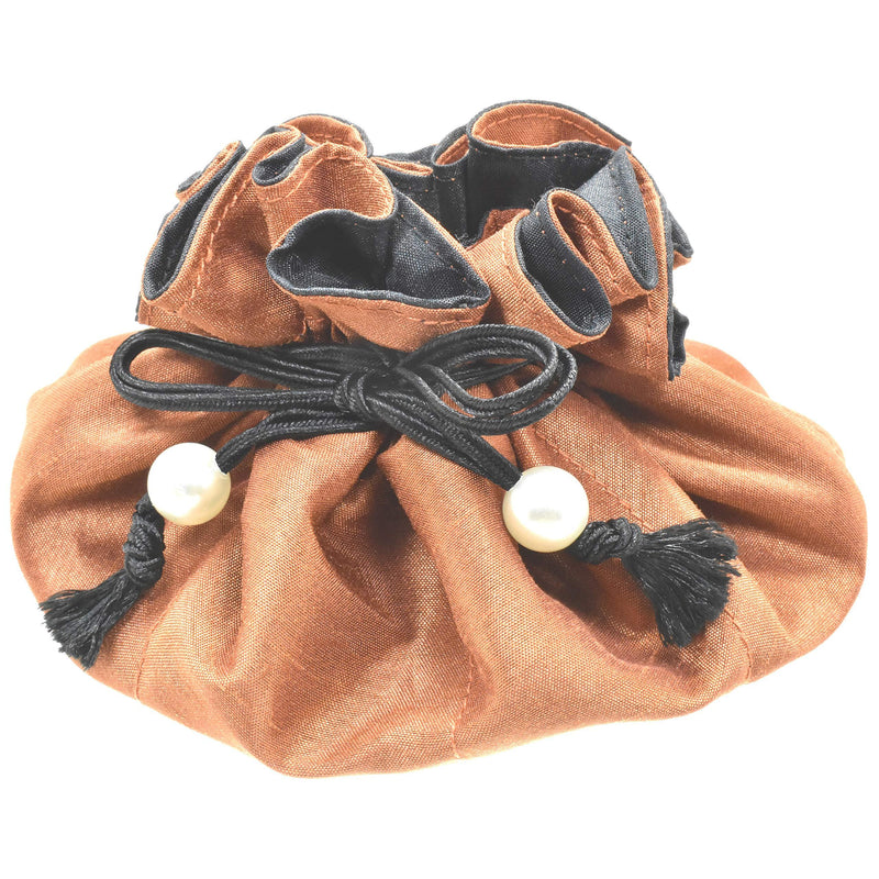 [Australia] - Drawstring Jewelry Pouch by Marisa D'Amico Rust + Black - Silk Small 