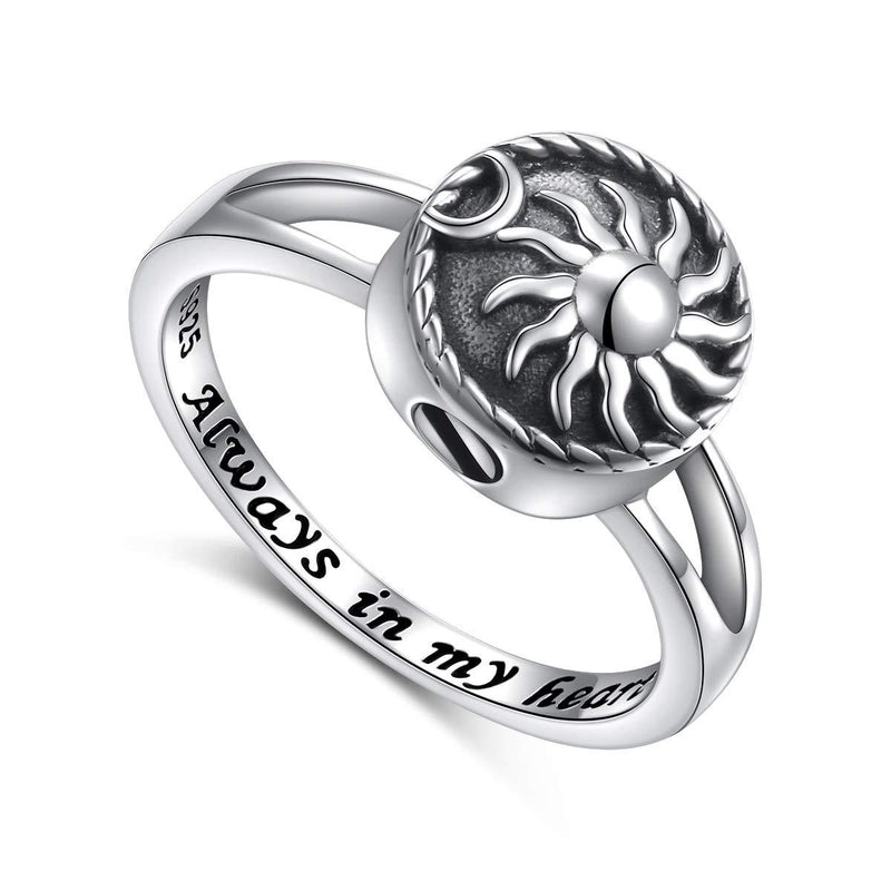 [Australia] - S925 Sterling Silver Always in My Heart Cremation Urn Ring for Ashes Keepsake Urn Jewelry Memorial Ring for Women 7 