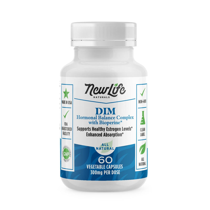 [Australia] - NewLife Naturals Diindolylmethane DIM Supplement: 300mg DIM Estrogen Metabolism Supplements - Hormone Balance for Women Estrogen Blocker for Men Menopause Support PCOS and Acne Treatment - 60 Caps 